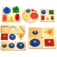 thumbnail image 3 of Geometric Shape Match Montessori Wooden Knob Puzzle Educational Toy, 3 of 7
