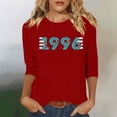 thumbnail image 2 of Women's Vintage T Shirts 1996 Graphic Print Birthday Tees Crew Neck 3/4 Sleeve Casual Loose Pullover Tops (S, Red), 2 of 4
