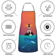 thumbnail image 6 of Yiaed Lighthouse and Whale Print Kitchen Apron with Hand Wipe Pockets,Big Pocket,Aprons for Women with Pockets, Waterproof for Cooking Baking, 6 of 7