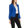 thumbnail image 4 of INSPIRE CHIC Women's Blazer Open Front Wear-to-Work Summer Crop Suit Jacket L Royal Blue-Solid, 4 of 6