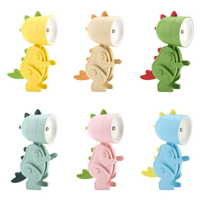 6pcs Creative LED Mini Eye Protection Night Light Cartoon Dinosaur Foldable Small Table Lamp With Mobile Phone Holder