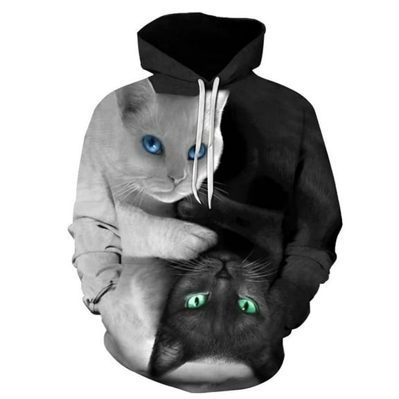 3D Cat Digital Print Hoodie