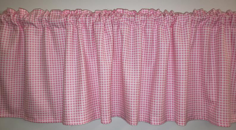 Pink Checked Curtain Panels (Set of 2) 24 Inch Long - Walmart.com ...