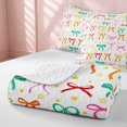 thumbnail image 4 of Erosebridal Pale Satin Bow Ribbon Twin Quilt Set for Girls, Romantic Floral Print Twin Coverlet Set, 2pcs 1 Bedspread and 1 Pillowcase, 4 of 7