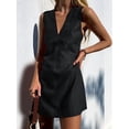 thumbnail image 6 of Women'S Summer Sleeveless Mini Dress Cotton Linen V Neck Cinched A Line Slim Tank Short Dress, 6 of 7
