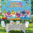 thumbnail image 4 of COFUNU Shark Birthday Party Decoration Cartoon Photo Backdrop Background Wall Sticker for Boy Girl Baby Shower Décor, 4 of 7