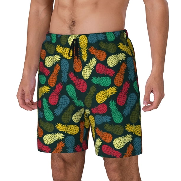Fotbe Pineapple Fruit Colorful Traje de Baño para Hombre – Shorts de Natación de Secado Rápido con Forro y Bolsillos-X-Large