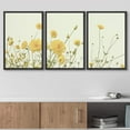 thumbnail image 3 of wall26 - 3 Panel Framed Canvas Wall Art - Yellow Wild Flowers - Giclee Print Gallery Wrap Modern Home Art Ready to Hang - 24"x36"x3 Black, 3 of 5