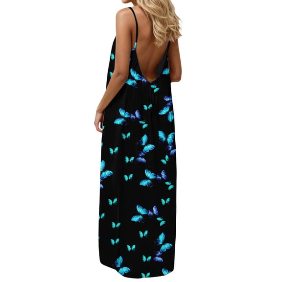 Sakmal Mumu Womens Backless Cami Dresses Maxi Summer Tropical Hawaiian House Dress Crew Neck Sleeveless Womens Sundress L