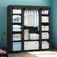 thumbnail image 5 of Armario de tela y lona para dormitorio, organizador de ropa con barra para colgar, unidad de almacenamiento, 5 of 5
