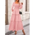 thumbnail image 4 of Vestido PRETTYGARDEN 2025 Maxi Rosa con Fruncido y Escote Cuadrado XXL, 4 of 8