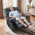 thumbnail image 3 of Bonzy Home Set of 2 Massage Recliner Chairs, Manual Reclining Sofa Chairs with Heat & Vibration, Soft Fabric Recliners for Living Room, Gray, 3 of 5