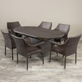 thumbnail image 2 of Noble House Lennox 7 Piece Wicker Patio Dining Set in Brown Dining Set, 2 of 11