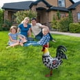 thumbnail image 5 of C Iridescent White Metal Rooster Garden Statue Hand Painted Iron For Yard Patio Outdoor, 5 of 6