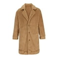 thumbnail image 4 of YLSDY Men's Winter Warm Teddy Bear Thickened Coat Fluffy Long Overcoat Soft Outwear Plus Velvet Lapel Single Breasted Pockets Oversized Fluffy Jacket Khaki XXL, 4 of 6
