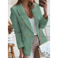 thumbnail image 2 of Womens Double Breasted Tweed Blazers Casual Long Sleeve Open Front Blazer Jackets Work Suits, 2 of 5