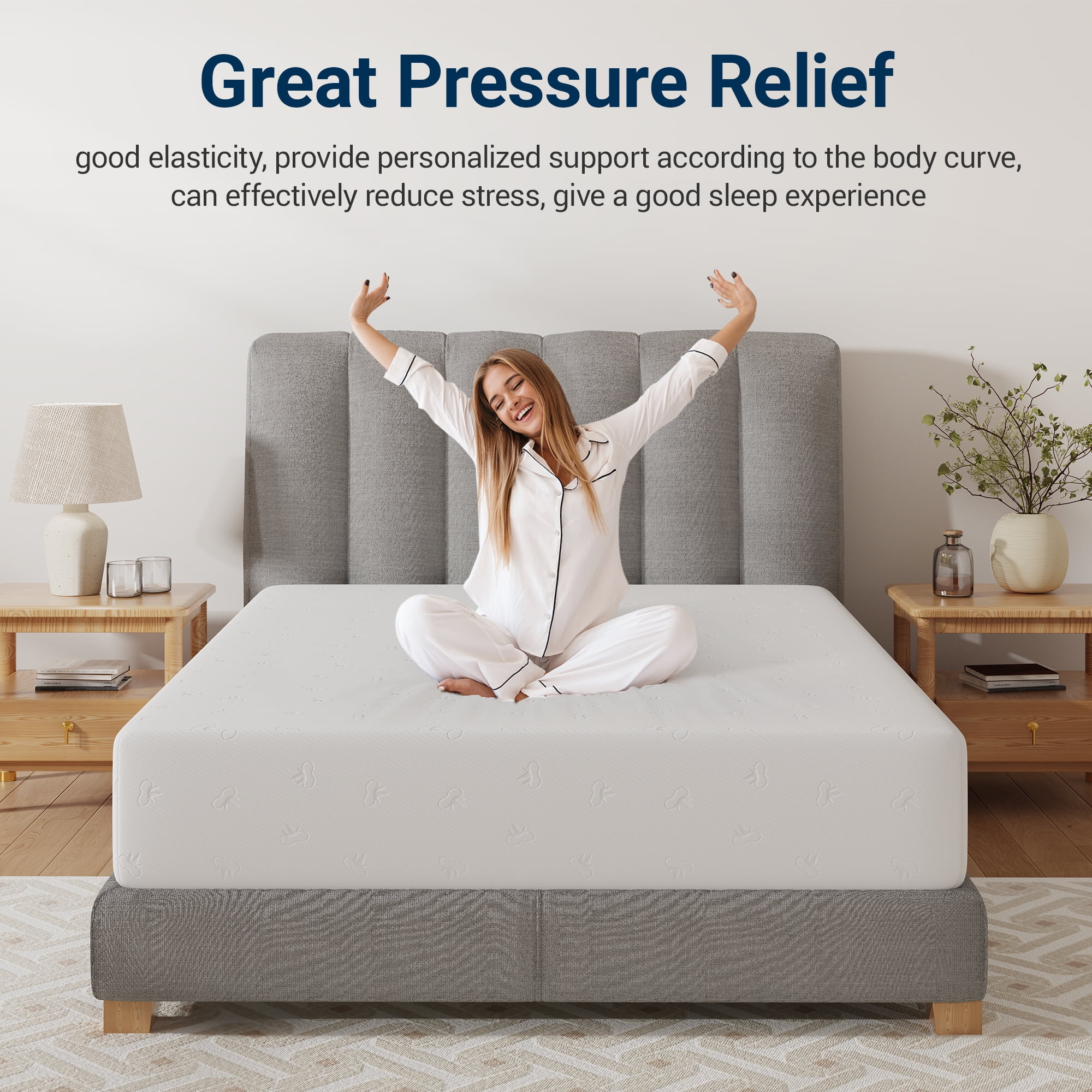 Avenco Snowflake 10" Medium Memory Foam Mattress,Adult,Queen Size