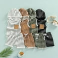 thumbnail image 5 of Douhoow 0-3Y Baby Boys Clothes 2pcs Striped Sleeveless Hooded Pocket Vest+Drawstring Shorts, 5 of 9