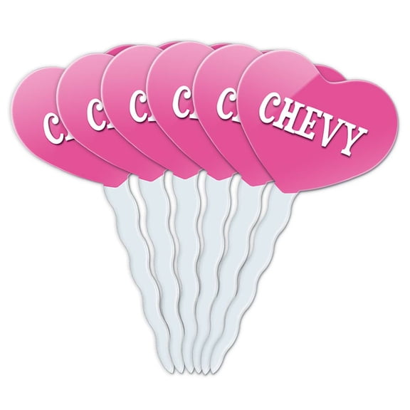 Chevy Heart Love Cupcake Picks Toppers - Set of 6