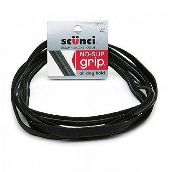 Scunci No-slip Grip Flat Black Headwraps, 9mm, 16 Count
