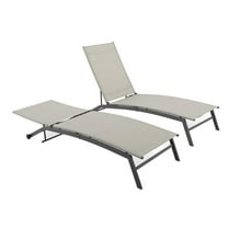 Pemberly Row Steel Metal Sling Chaise Lounge in Gray (Set of 2)