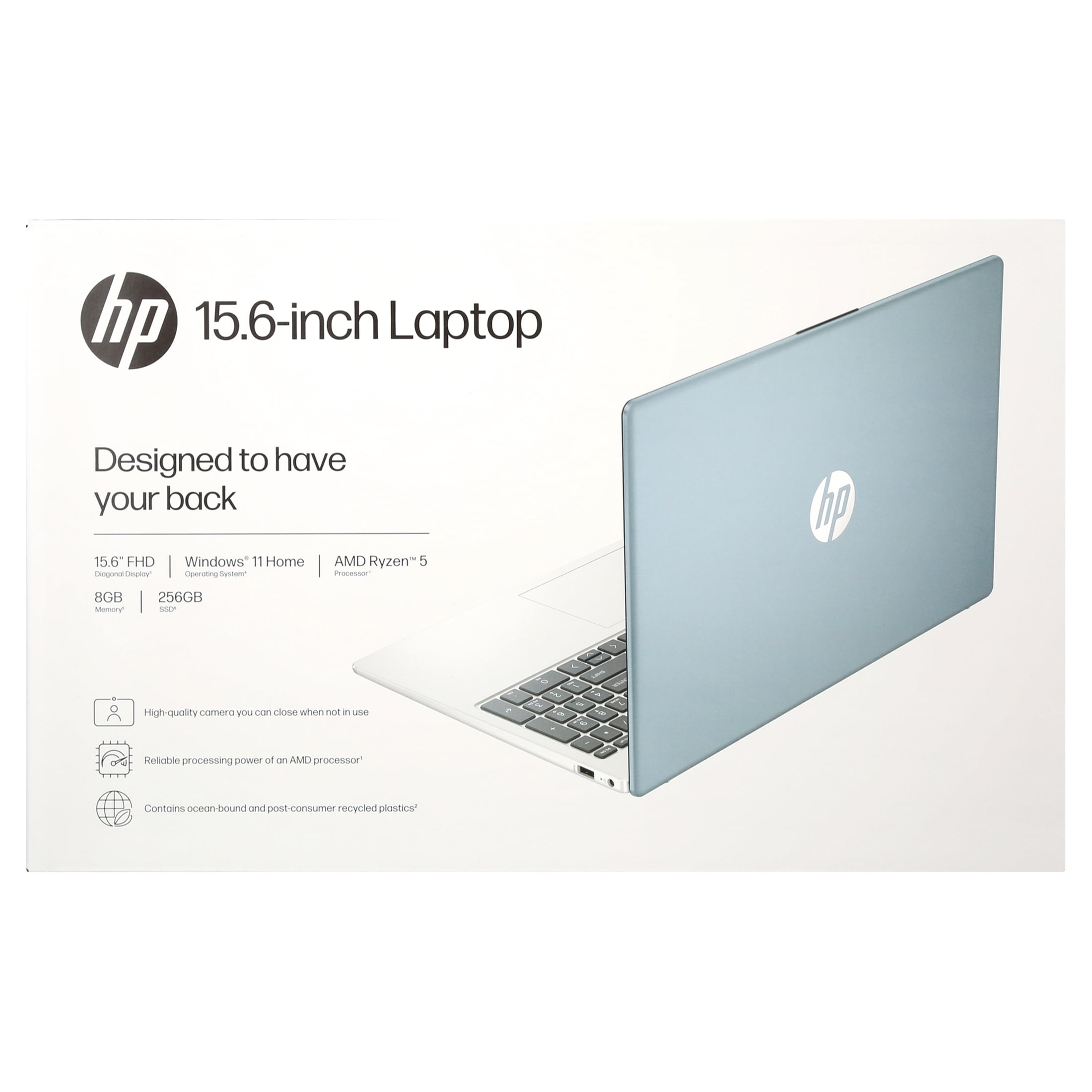 HP 15.6" FHD Laptop, AMD Ryzen 5 7520U, 8GB RAM, 256GB SSD, Moonlight Blue, Windows 11 Home, 15-fc0037wm