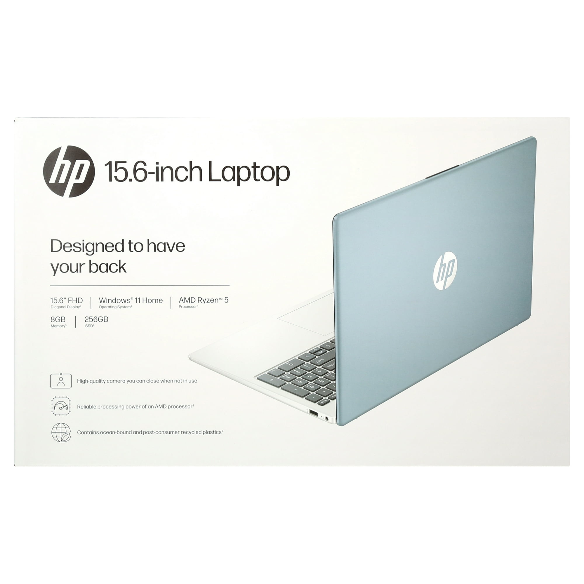 HP 15.6 inch Windows Laptop AMD Ryzen 5-7520U 8GB RAM 256GB SSD Blue