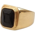 thumbnail image 1 of Men's Stainless Steel Gold/Silver/Black Plated Ring with Square Gemstone Multicolor Stone, 1 of 14