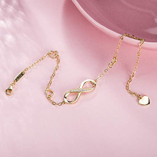 Billie Bijoux Womens 925 Sterling Silver Infinity Endless Love Symbol Charm  Adjustable Anklet Bracelet, Large Bracelet, Gift for Mother's Day (C- 