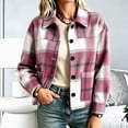 thumbnail image 4 of Enjoytime Fall Jackets for Women Plaid Lapel Collar Button Down Cropped Jacket Trendy Casual Coat Fashion Long Sleeve Outerwear, 4 of 7