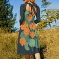 thumbnail image 5 of Nasturtiums on Navy-3 Flare Dress Square Neck Dress Elegant Female Fashion Printed Dress, 5 of 9