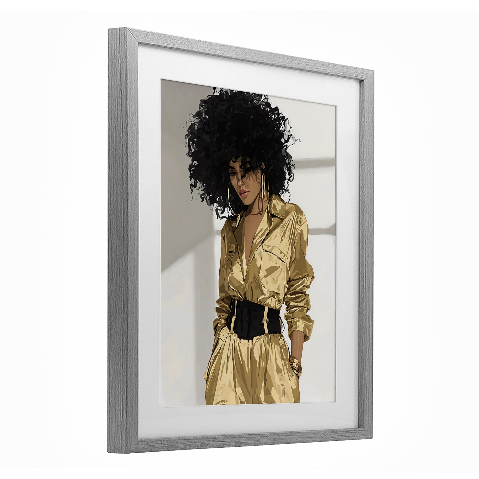 Stupell Industries Elegant Woman in Chic Jumpsuit Gray Framed Print Under Glass, design by Franklyn Gregory