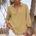 thumbnail image 1 of Jacenvly Hauts à Manches Longues pour Femmes Liquidation Chemise à Manches Longues Col Porte Tube Régulier Couleur Unie Haut pour Femmes Chemise Hauts pour Femmes Liquidation, 1 of 5