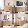 thumbnail image 5 of Poshby 55" Fluted Credenzas Sideboard Buffet Cabinet with 3 drawers, 4 Doors for Living Room, Natural, 5 of 9