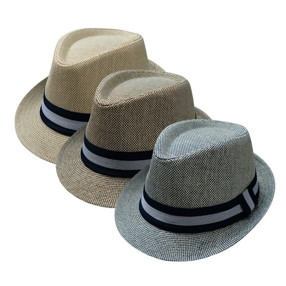 Helii Unisex Vintage Jazz Fedora Hat, British Style Breathable Sun Hat, Portable Travel Outdoor Casual Cap for Men and Women