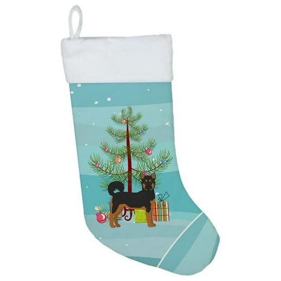 Caroline's Treasures Akita Shepherd Multi-color Christmas Stocking, with Soft Suede Fabric 18"