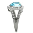 thumbnail image 4 of Womans Silver Aquamarine Ring Anillo Para Mujer y Ninos Unisex Kids 316L Stainless Steel Ring with Top Grade Crystal in Sea Blue Fabriano, 4 of 4
