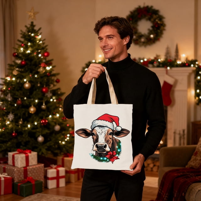 Bolsa de Lona Navideña | Bolsa de Regalo Reutilizable para Regalos Navideños | Bolsa de Compras Ligera y Duradera | Opciones Multicolor | Bolsa de Mano Práctica y Festiva para Fiestas Navideñas y Cen