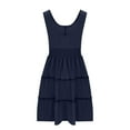 thumbnail image 5 of ICHUANYI Womens Summer Dresses Sleeveless With Button Smocked Elastic Waist Ruffle Tiered Casual Mini Dress, 5 of 6