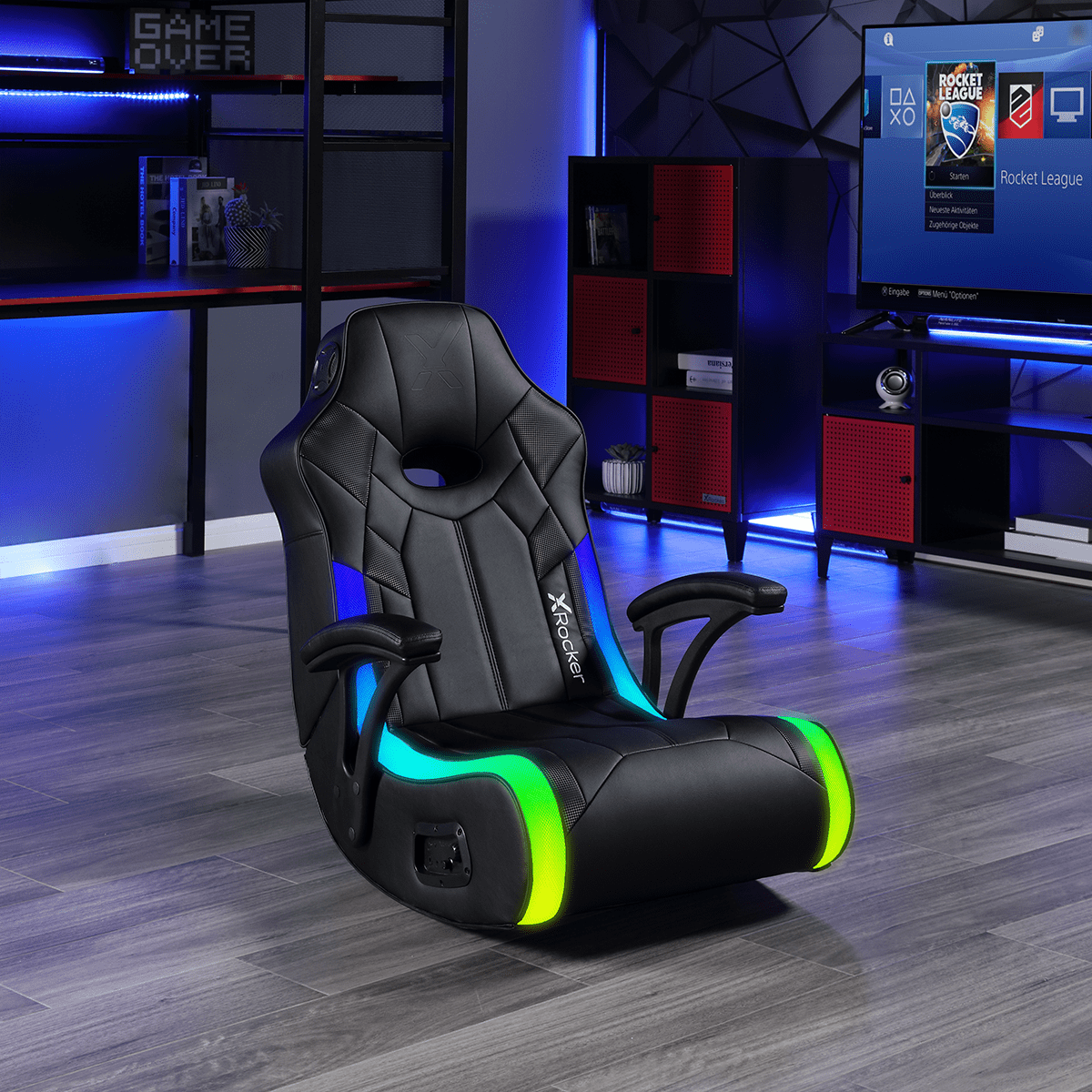 X Rocker SE+ 2.0 Bluetooth Audio Foldable Rocking Video Gaming Chair with 2  Speakers, Gray/Black Leather and Mesh - Walmart.com