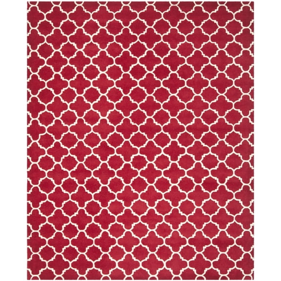 SAFAVIEH Chatham Jacob Geometric Quatrefoil Wool Area Rug, Red/Ivory, 3' x 5'