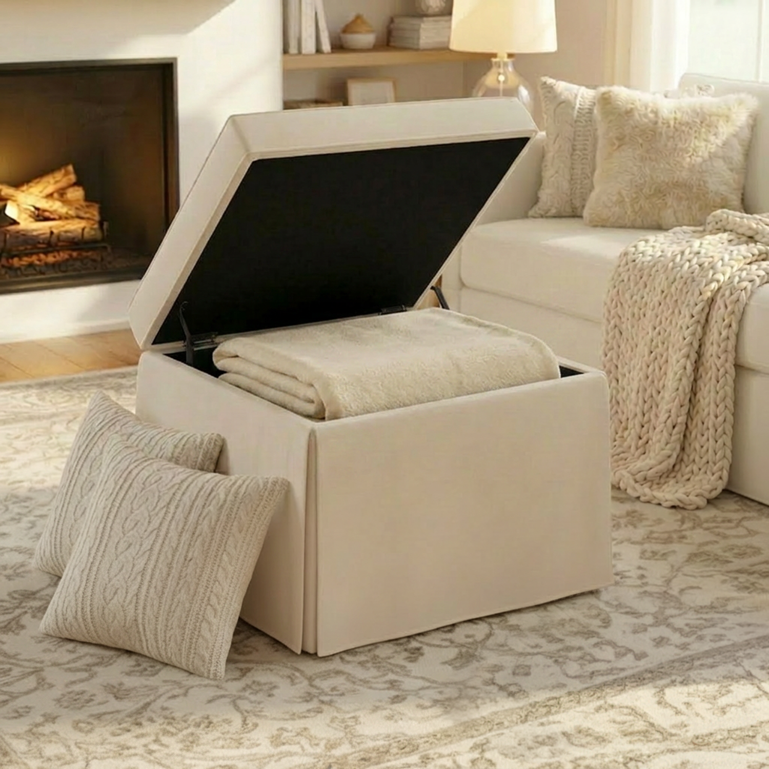 My Texas House Alamo Skirted Ottoman, Taupe photo 3