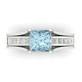 thumbnail image 2 of Clara Pucci 14K White Gold Princess Cut 1.5Ct Simulated Blue Diamond Engagement Ring + Matching Band - Luxury Box Included, 2 of 7