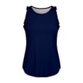 thumbnail image 7 of KHONTS Girls Summer Workout Tank Tops Ruffle Sleeveless Racerback Crewneck Casual Loose Activewear Navy 150, 7 of 7