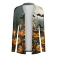 thumbnail image 6 of Hvot&aat Women's Halloween Long Sleeve Cardigan Fall Open Front Cat Pumpkin Cardigan Oversize Medium Length Coat, 6 of 6
