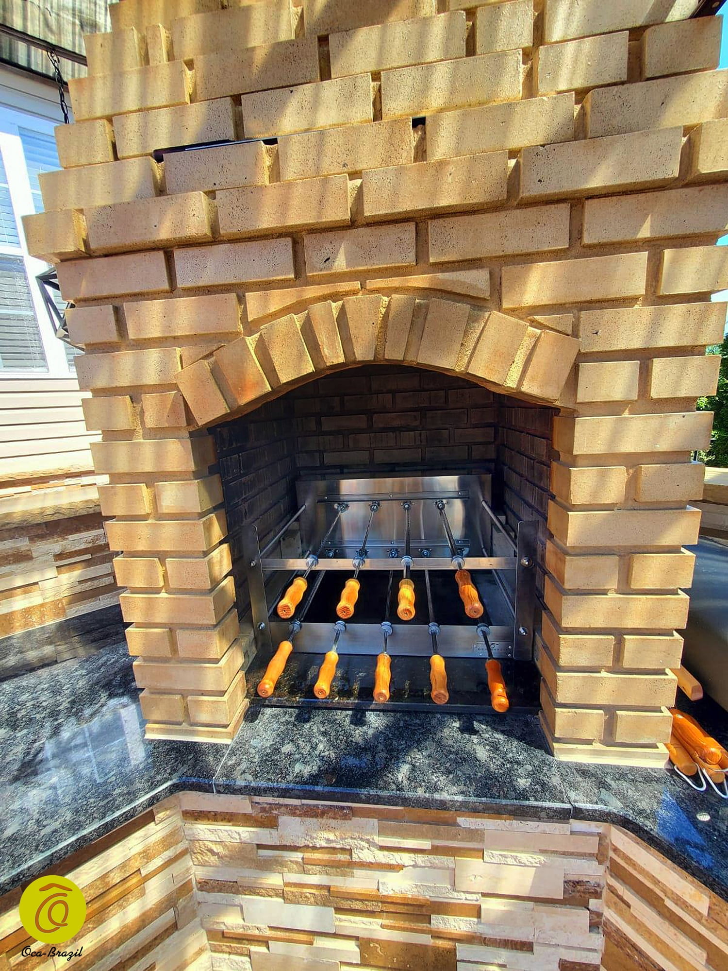 Brazilian BBQ Charcoal Grill - 09 Skewers - Rotisserie System - Oca-Brazil