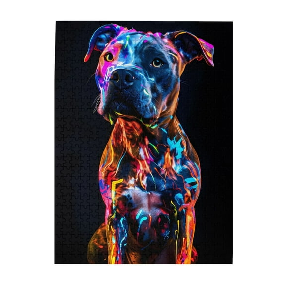 500-Piece Wooden Jigsaw Puzzle for Adults - Colorful Dog Vibrant Art , Challenging Family Art Project, Unique Home Wall Decor Gift