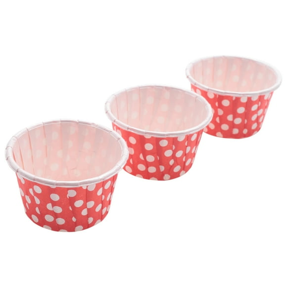 100X Paper Cupcake Liner Muffin Candy Nut Snack Greaseproof Dessert Baking Cups Color: Red Dot: 3.8cm*3cm*5cm,100 pcs X Baking Cups,Red wave point