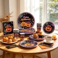 thumbnail image 4 of sruoe Halloween Party Tableware Set For 10 Guests Neon Pumpkin Decor Paper Plates Cups Napkins Holiday Party Supplies Indoor Gathering Decor, 4 of 6