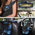 thumbnail image 4 of Yuyamidu Blue Butterfly Car Seat Covers Set of 15 Stylish Steering Wheel Cover Seatbelt Cushion Pad Trash Bin Car Vent Organizer Pouch Rearview Mirror Cover Cup Holder Wristlet Keychain, 4 of 7